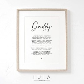 Lula Design Daddy Poem A4 or A5 PRINT- Fathers Day Gift, Daddy Birthday Gift, A poem for Daddy, Fathers Day Gift for Daddy from Child Children, Dad Gift