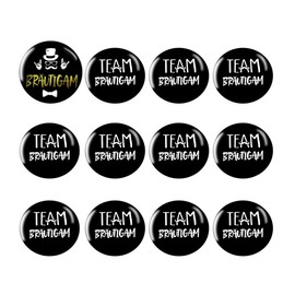 OUDQFCJ JGA Decorative Men's Groom Sash Badge Button with 11 Team Groom Buttons Men Decoration Bachelorette Party Accessories Badge Party Bag Party Accessories Black Gold