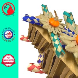 Bonka Bird Toys 2861 Large Party Box - Parrot Beak-Pleasing Textures, for Medium to Large Birds, 3"x3"