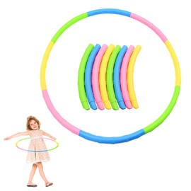 AolKee Children's Hula Fitness Hoop with 8 Pieces, Diameter 70 cm, 200 g, Portable Plastic, Adjustable and Removable, Hula Hoop for 3-8 Years Old Children, Gymnastics Hoop, Dance