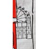 London Bus Souvenir Tea Towel Red Routemaster Cartoon Sketch White