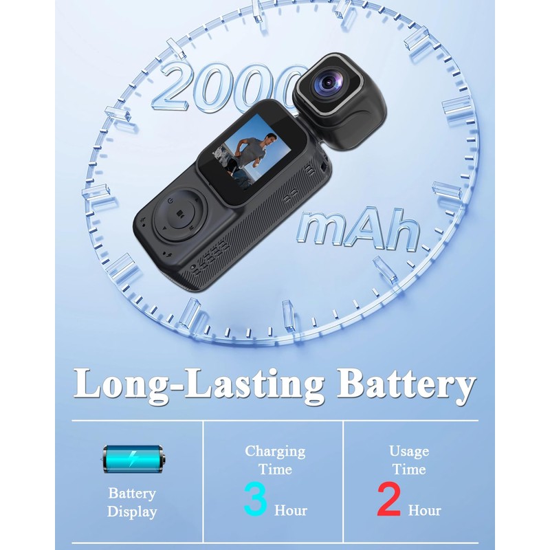 4K Vlogging Camera Pocket Action Cameras with Dual-Lens Mini Body