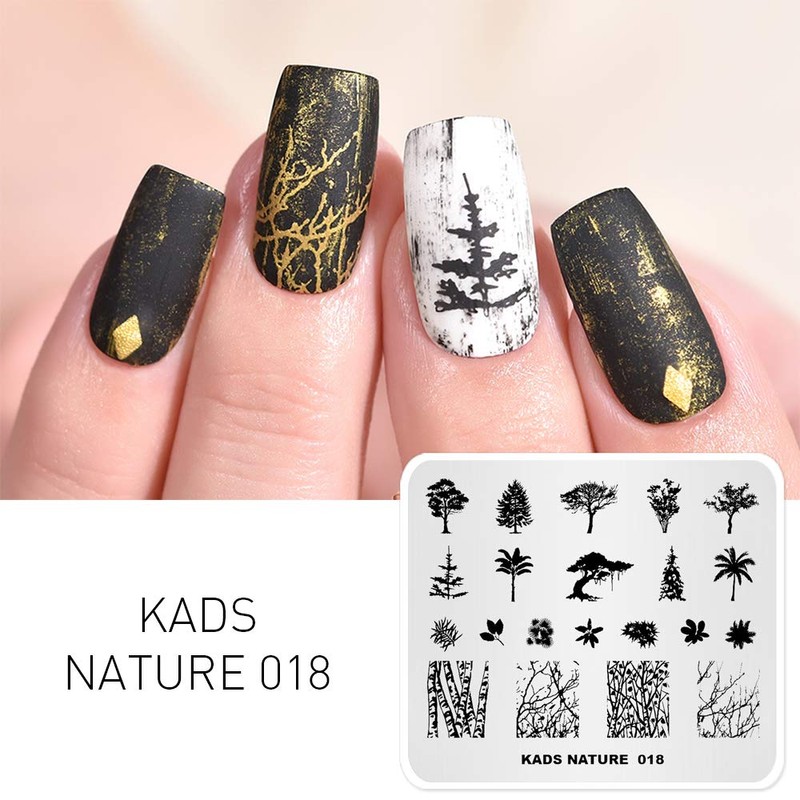 KADS Nail Stamping Plate Tree Nature Template Image Design Plates