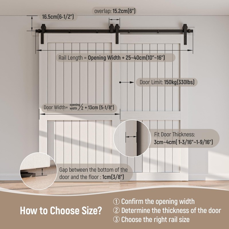 4-14FT Bypass Sliding Barn Door Hardware Kit Single Track System