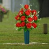 AOFOX Artificial Cemetery Flowers with Vase, Headstone Flowers Rose Bouquet,
