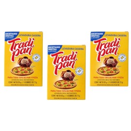Tradi Pan Levadura Seca Instantánea para todo tipo de Pan y Pizza, 3 Cajas con 5 Sobres de 11g c/u - 165g total