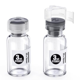 Sterile Glass Vials with Locking Cap and Butyl Rubber Self Healing Injection Port,Buckle Cover Sample Vials Individually Sterilized Package by ZHANXUBIO (10,3ml)