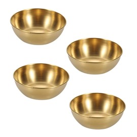 Hazrcvr Dip Bowls Set of 4 Snack Bowls Golden Sauce Bowl Stainless Steel Mini Dip Bowls Round Sauce Bowls Sushi Stainless Steel Bowls Small Serving Bowls Serving Bowls Set