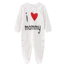 MIXIA Unisex Baby Bodysuit Newborn Baby Clothes Cotton Footed Sleep and Play - Love Mommy, size: 80