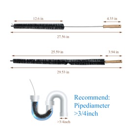 2 Pack Dryer Vent Cleaner Kit - Long Flexible Lint Brush for Dryer Vents, Refrigerator Coils, and Radiators - Household Cleaning Supplies (2, Long Brush)