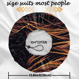 Cabreche 2 PCS Shower Cap Reusable Waterproof Double Layers Hair Caps Large Shower Bath Adjustable Elastic Hat for Women Girls Cute Aesthetic-Sunset Forest