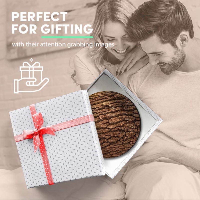1 x Round MDF Magnet - Tree Bark Wood Texture