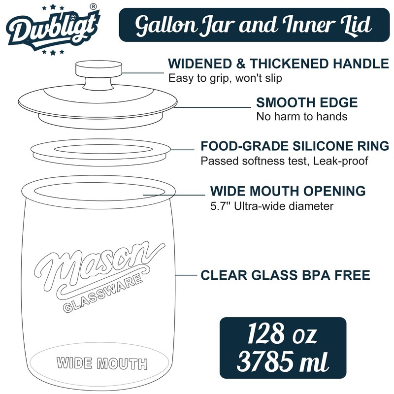 Dwbligt 2 Pack Cookie Jar, 1 Gallon Glass Jar with