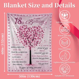 Gifts for 18 Year Old Girl 18 Year Old Girl Birthday Gifts Ideas from Parents Grandparents Sister Friends 18th Birthday Decorations Blanket for Girl 50" x 60"
