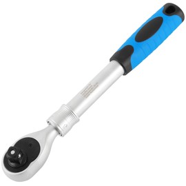 TECPO Extendable reversible ratchet 1/2 inch, 290-420 mm, telescopic ratchet with 6-stage lock, 72 teeth, quick release function, non-slip 2K handle, high torque, ratchet made of chrome vanadium steel