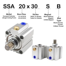 40/50/63 Cylinder Series Single Acting Cylinder Stroke 55-100mm Single Acting Extrusion.(Stroke 65mm,SSA40Bore 40 mm)