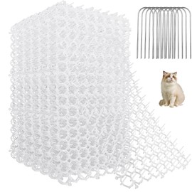 16PCS Cat Scat Mat 16x11 Cat Spike Keep Cats Out of Yard Permanently, Scat Mat with Spiked Outdoor Garden Indoor Furniture, Plastic Anti Digging for Dogs Deterrent, White Cat Deterrent for Counter