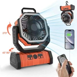 Trending 2026 20000mAh Portable Rechargeable Camping Fan F6 4 Speed Ventilador Solar Recargable Table Fan with Lightcolor: Black, Plug Type: Type-C