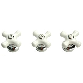 Plumb USA Porcelain Handle 3-pcs Set Chrome Finish Fits Price Pfister Shower Valve 3233...