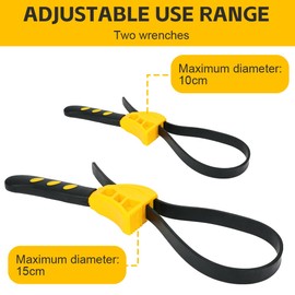 HOTUT Adjustable Rubber Strap Wrench,2pcs Multi-Purpose Rubber Wrench,Strap Wrench Set for Jar Opener,Pipes,Plumbing,Oil Filter,Shower Head,Water Filter,Mechanics Plumbers DIY