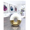 White & Gold Vase Inspired by Kintsugi Japanese Art Tapered