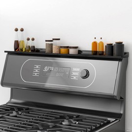 Aockh Stove Top Shelf, 2pcs 15" Stainless Steel Kitchen Spice Rack for Stove, Kitchen Spice Shelf for Kitchen Stove with Adhesive Tapes for Extra Space Fits Standard 30" Flat Stove Top