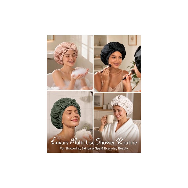 Yanibest Gorro Ducha Reutilizable Impermeable Banda Elástica Ancha Cómodo Duradero