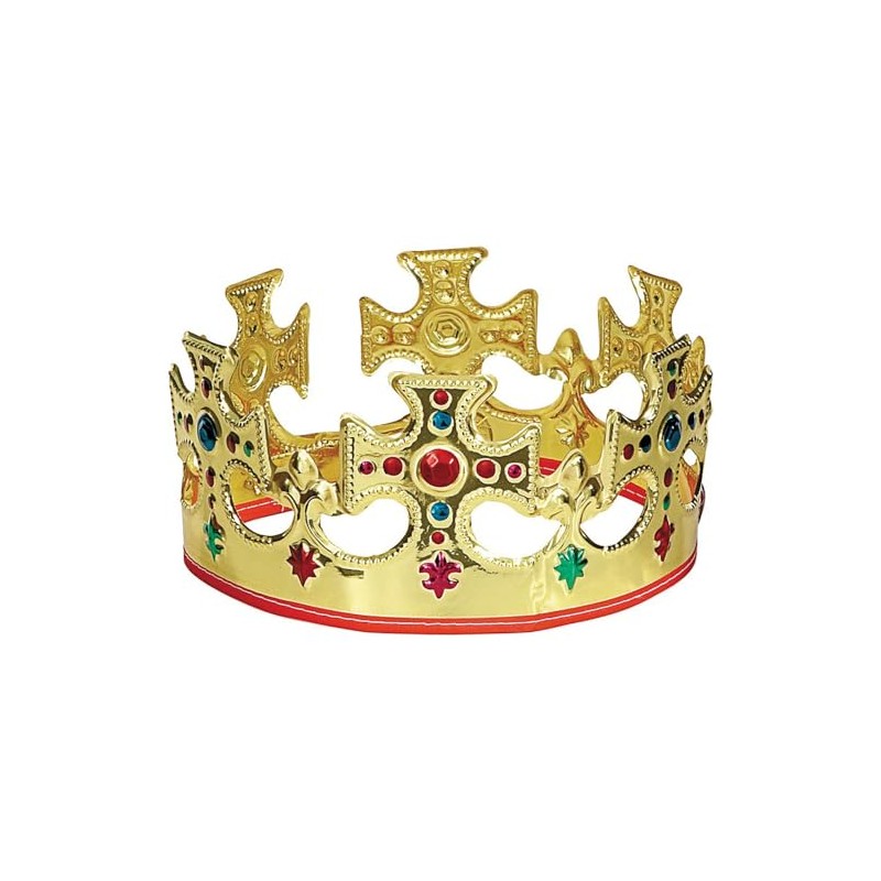 Corona King de plástico dorada única, talla única, 1 unidad