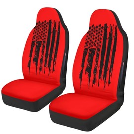 STUOARTE American Flag Printed 2 Pcs Car Seat Cover for Front Seat, Waterproof Auto Front Seat Cover Airbag Compatible, All Weather Front Car Seat Cover, Easy to Install, Car Interior Accessories