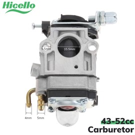 Hicello 15mm Carburetor Carb 43CC 52CC Petrol/Gas with Repair Kits Multi Tool Brush Cutter Grass Trimmer Parts Fit for MP15 CG430 CG520 BC430 BC520