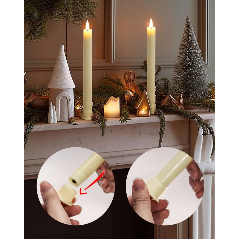 Homemory Real Waxy Flameless Taper Candles with Remote Timer, LED
