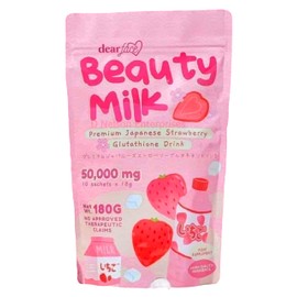 Dear Face Beauty Milk Japanese Collagen STRAWBERRY Drink - 50,000mg Hydrolyzed Collagen, 6.3 Ounce (Pack of 1)