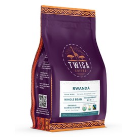 Twiga Coffee | Rwanda Coffee | USDA Organic | Fairtrade | Medium Roast | Whole Bean | 12 oz