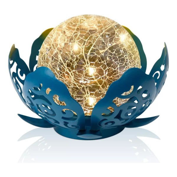 Wonder Solar Lámpara Solar Led Flor De Loto Metal Y