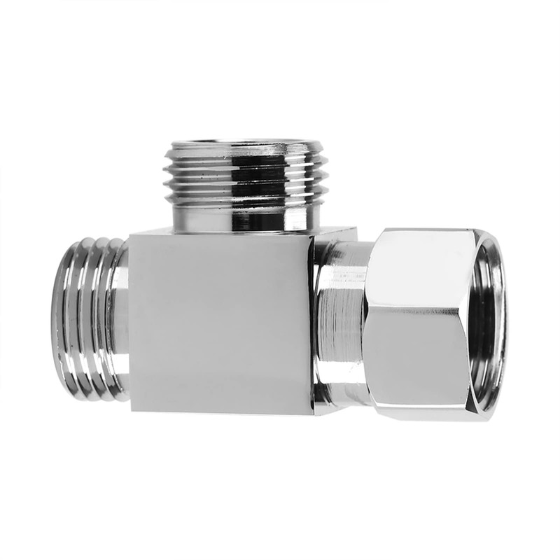 Brass Chrome 3-Way Diverter 1/2" T-Shape Hose Fitting Tee Adapter