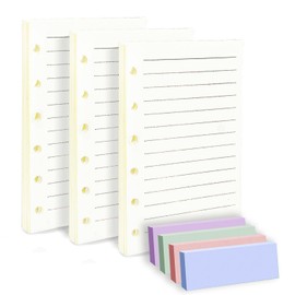 (Set of 270 Sheets) A7 Lined Paper with Label Sticker, Mini Binder Refills, 6-Hole Loose Leaf Paper for A7 Budget Planner Journals Notebook