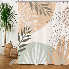 Laifzere Boho Aesthetic Sage Green Abstract Shower Curtain Green Leaf Mid Century Shower Curtain for Bathroom Set Bohemia Plants Minimalist Tropical Shower Curtain for Bathtub Decoration 60x72 Inch