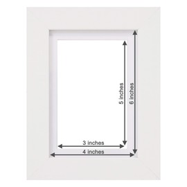 Fabian Clarke London® 6x4 Modern White Wooden Picture Photo Frame with White 5x3 Mount Includes Glass Front Hang Portrait or Landscape