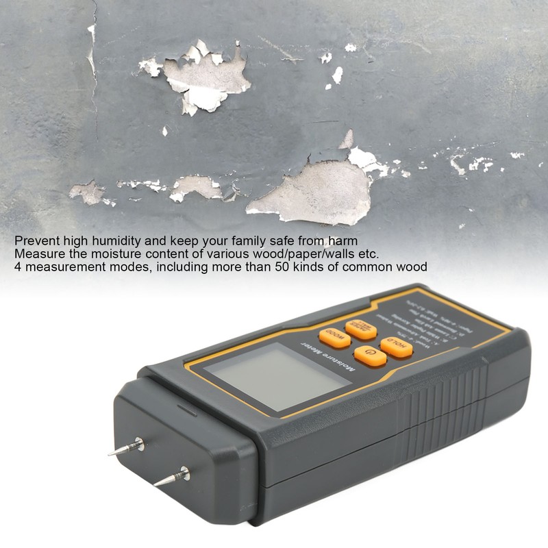 Pin Type Digital Moisture Meter 4 Measurement Modes Backlight LCD