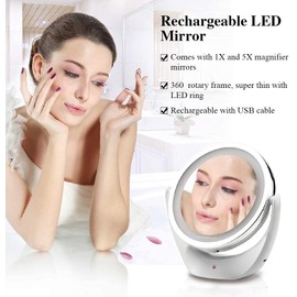 TOUCHBeauty Espejo LED recargable (1X/5X) TB-1276