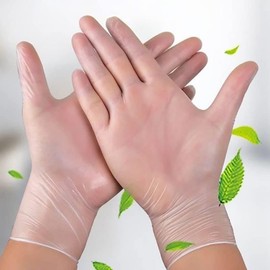 Disposable Gloves, Clear Vinyl Gloves, Powder Free, Latex Free, Medical Exam Gloves, Vinyl Multi-Purpose Gloves, Extra Strong, Disposable Clear Gloves, Size - L (Pack of 100)