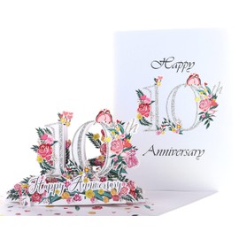 iGifts And Cards Happy 10th Milestone Anniversary 3D Pop Up Greeting Card - Perfect Couple, Marriage, Wedding, Elegant, Soulmates, Being Together, Tin Congratulations, Lovebirds