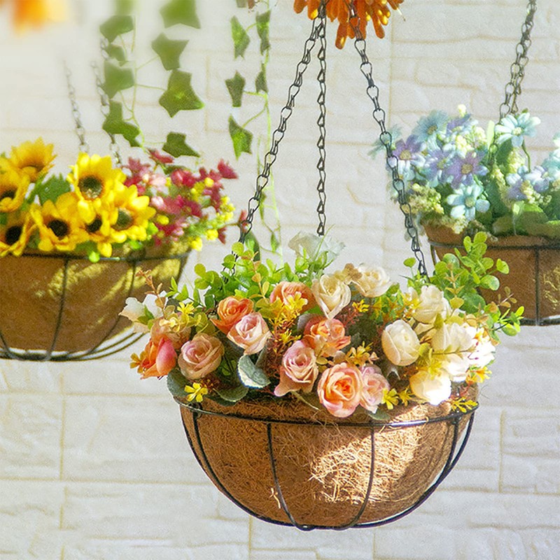 EIMQUVW 4 Pack Hanging Planter Basket Outdoor Large Hanging Flower