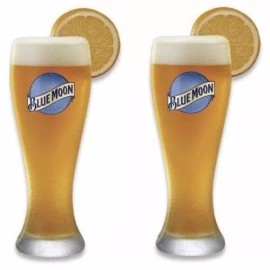 Blue Moon 16 oz Pilsner Beer Glass - Set of Two (2) Glasses - New & Free Ship