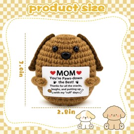 Yoxiumi Dog Mom Gifts for Women Mom Birthday Gifts from Daughter Son Mothers Day Cute Emotional Crochet Pug Gift for Pug Lovers Emotional Support Dog Positive Crochet Animals Gift for Mama Mum