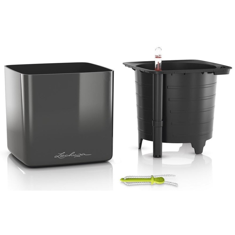 Lechuza Cube - Glossy, High-Quality Plant Cube with Stick Irrigation