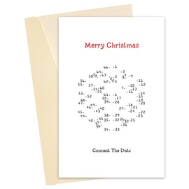 Heyshoo Funny Connect Point By Point Christmas Card, Connect All Points One At a Time, Surprising Friend Xmas Card, Winter Holiday Snowflake Game Card