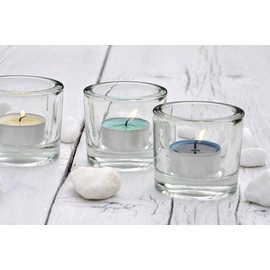 Müller Kerzen Teelichte Duftkerzen – 39 × 15 mm – Brenndauer 4 Stunden – Wachskerzen – Anti-Tropf, Aluminiumbehälter (Vanille, 24 Stück), Elfenbein