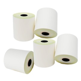 (5 Rolls) 3'' x 90' White/Canary 2 Ply Carbonless Kitchen Printer Paper Cash Register Receipt Rolls for SP2000, UP389, 480, 220, 250, 900, 07901, 07706