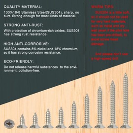 235PCS Flat Head Phillips Wood Screws Assortment Kit, 304 Stainless Steel Self-Tapping Screw with Adjustable Wood Countersink (SS304 M4.2)